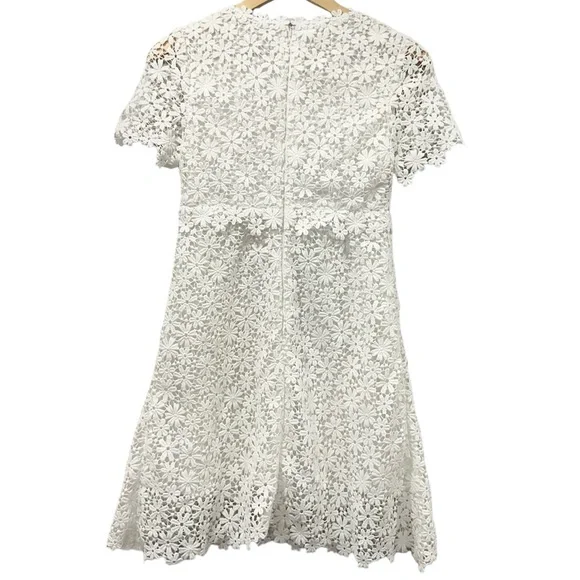 White Lace Mini Dress with Embroidered Heart Detail Crochet Boho Bride W… - Picture 5 of 15